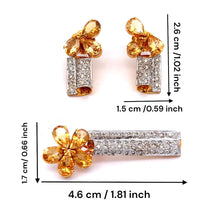 18K Two-Tone Gold Pendant & Earrings Set | Natural Diamonds & Citrine | Floral Drop November Birthstone Jewelry
