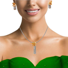 18K Two-Tone Gold Pendant & Earrings Set | Natural Diamonds & Citrine | Floral Drop November Birthstone Jewelry