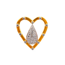 18K Gold Pendant Earring Set with Diamonds Natural Two Tone Heart Design Valentine Jewelry - JEWELNJOY