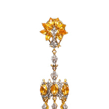 18K Two-Tone Gold Royal Shoulder Duster Earrings | Natural Diamond & Citrine Chandelier Design - Earrings