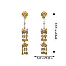 18K Two-Tone Gold Royal Shoulder Duster Earrings | Natural Diamond & Citrine Chandelier Design - Earrings