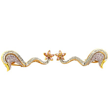 18K Two Tone Gold Pendant Earring Set with Natural Diamond & Pink Sapphire Jewellery