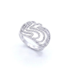 18K White Gold Abstract Swirl Cocktail Ring | Natural Diamond Floral Pavé Sculptural Design | Timeless Jewelry - Ring