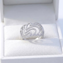 18K White Gold Abstract Swirl Cocktail Ring | Natural Diamond Floral Pavé Sculptural Design | Timeless Jewelry - Ring