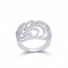 18K White Gold Abstract Swirl Cocktail Ring | Natural Diamond Floral Pavé Sculptural Design | Timeless Jewelry - Ring