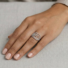 18K White Gold Abstract Swirl Cocktail Ring | Natural Diamond Floral Pavé Sculptural Design | Timeless Jewelry - Ring