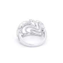 18K White Gold Abstract Swirl Cocktail Ring | Natural Diamond Floral Pavé Sculptural Design | Timeless Jewelry - Ring