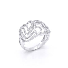 18K White Gold Abstract Swirl Cocktail Ring | Natural Diamond Floral Pavé Sculptural Design | Timeless Jewelry - Ring