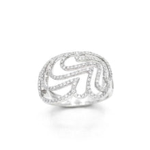 18K White Gold Abstract Swirl Cocktail Ring | Natural Diamond Floral Pavé Sculptural Design | Timeless Jewelry - Ring