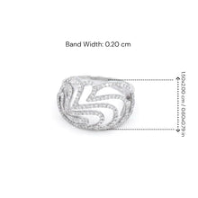 18K White Gold Abstract Swirl Cocktail Ring | Natural Diamond Floral Pavé Sculptural Design | Timeless Jewelry - Ring