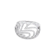 18K White Gold Abstract Swirl Cocktail Ring | Natural Diamond Floral Pavé Sculptural Design | Timeless Jewelry - Ring