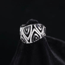 18K White Gold Abstract Wave Cocktail Band | Natural Diamond Openwork Geometric Pavé Design Jewelry - Ring