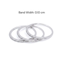 18K White Gold Diamond Triple Stackable Rings | Half Eternity Bands | Shared Prong Setting Design Jewelry - Ring