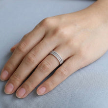 18K White Gold Diamond Triple Stackable Rings | Half Eternity Bands | Shared Prong Setting Design Jewelry - Ring