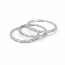 18K White Gold Diamond Triple Stackable Rings | Half Eternity Bands | Shared Prong Setting Design Jewelry - Ring