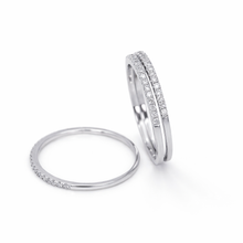 18K White Gold Diamond Triple Stackable Rings | Half Eternity Bands | Shared Prong Setting Design Jewelry - Ring