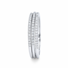 18K White Gold Diamond Triple Stackable Rings | Half Eternity Bands | Shared Prong Setting Design Jewelry - Ring