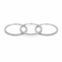 18K White Gold Diamond Triple Stackable Rings | Half Eternity Bands | Shared Prong Setting Design Jewelry - Ring