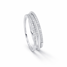 18K White Gold Diamond Triple Stackable Rings | Half Eternity Bands | Shared Prong Setting Design Jewelry - Ring