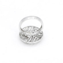 18K White Gold Dome Chevron Band | Natural Diamond Geometric Pavé Crisscross Design | Bold Jewelry - Ring