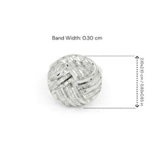 18K White Gold Dome Chevron Band | Natural Diamond Geometric Pavé Crisscross Design | Bold Jewelry - Ring