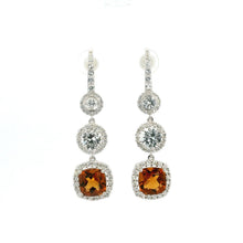 18K White Gold Drop Earrings | Natural Citrine & White Sapphire | Multi-Halo Design Jewelry - Earrings