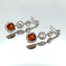 18K White Gold Drop Earrings | Natural Citrine & White Sapphire | Multi-Halo Design Jewelry - Earrings