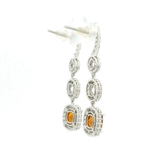 18K White Gold Drop Earrings | Natural Citrine & White Sapphire | Multi-Halo Design Jewelry - Earrings