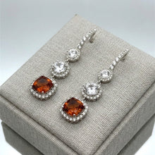 18K White Gold Drop Earrings | Natural Citrine & White Sapphire | Multi-Halo Design Jewelry - Earrings