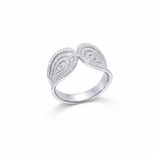 18K White Gold Dual Spiral Cocktail Ring | Natural Diamond Open-Top Pavé Swirl Design | Modern Jewelry - Ring