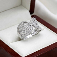 18K White Gold Dual Spiral Cocktail Ring | Natural Diamond Open-Top Pavé Swirl Design | Modern Jewelry - Ring