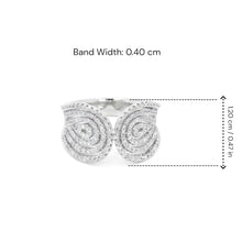 18K White Gold Dual Spiral Cocktail Ring | Natural Diamond Open-Top Pavé Swirl Design | Modern Jewelry - Ring