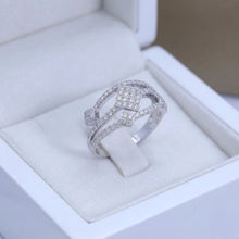 18K White Gold Geometric Cluster Statement Ring | Natural Diamond | Square Prong-Set Architectural Jewelry - Ring