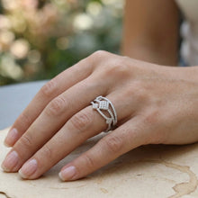 18K White Gold Geometric Cluster Statement Ring | Natural Diamond | Square Prong-Set Architectural Jewelry - Ring