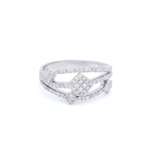 18K White Gold Geometric Cluster Statement Ring | Natural Diamond | Square Prong-Set Architectural Jewelry - Ring