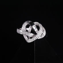 18K White Gold Infinity Knot Heart Ring | Natural Diamond Pavé & Flush Swirl Design | Romantic Promise Gift - Ring