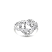 18K White Gold Infinity Knot Heart Ring | Natural Diamond Pavé & Flush Swirl Design | Romantic Promise Gift - Ring