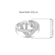 18K White Gold Infinity Knot Heart Ring | Natural Diamond Pavé & Flush Swirl Design | Romantic Promise Gift - Ring