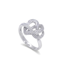 18K White Gold Infinity Knot Heart Ring | Natural Diamond Pavé & Flush Swirl Design | Romantic Promise Gift - Ring