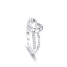 18K White Gold Knot Buckle Statement Ring | Natural Diamond Baguette & Pavé Crisscross Swirl Design - Ring