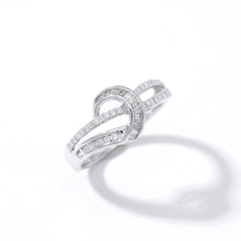 18K White Gold Knot Buckle Statement Ring | Natural Diamond Baguette & Pavé Crisscross Swirl Design - Ring