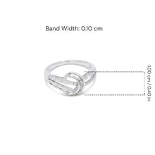 18K White Gold Knot Buckle Statement Ring | Natural Diamond Baguette & Pavé Crisscross Swirl Design - Ring