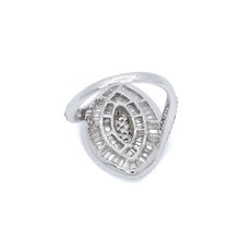 18K White Gold Marquise Illusion Halo Ring | Natural Diamond Baguette & Round Bypass Design | Elegant Jewelry - Ring