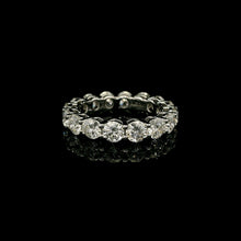 18K White Gold Natural Round Diamond Full Eternity Band Ring | Classic Wedding Anniversary Jewelry - Ring