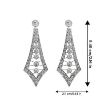 18K White Gold Natural Diamond Art Deco Drop Earrings | Vintage Geometric Statement Jewelry - Earrings