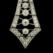 18K White Gold Natural Diamond Art Deco Drop Earrings | Vintage Geometric Statement Jewelry - Earrings