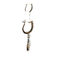 18K White Gold Natural Diamond Dangle Earrings | Teardrop Cluster Setting Fine Jewelry - Earrings