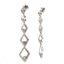 18K White Gold Shoulder Duster Earrings With Natural Diamond & Peridot Gemstone Semiprecious Ear Danglers