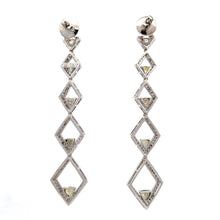 18K White Gold Shoulder Duster Earrings With Natural Diamond & Peridot Gemstone Semiprecious Ear Danglers