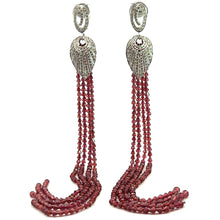 18K White Gold Shoulder Duster Earring With Natural Diamond & Rhodolite Gemstone